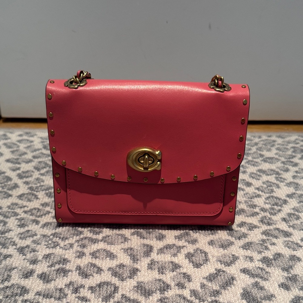 Coach Parker 18 Pink Studded Leather Crossbody Bag. USED ONCE.
